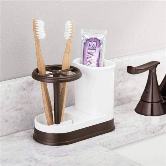 Toothbrush holder bathroom organizer stand for electric toothbrush toothpaste - Picture 2 of 8